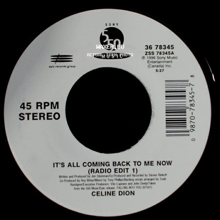 Celine Dion - It's All Coming Back To Me Now (Radio Edit 1) / The Power Of The Dream side A