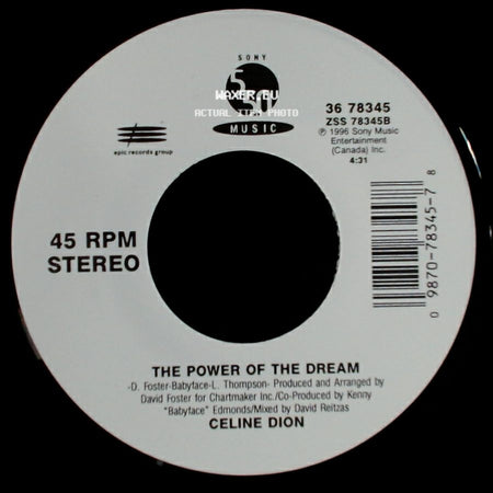 Celine Dion - It's All Coming Back To Me Now (Radio Edit 1) / The Power Of The Dream side B