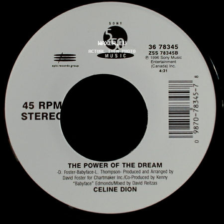 Celine Dion - The Power Of The Dream / It's All Coming Back To Me Now (Radio Edit 1) side A
