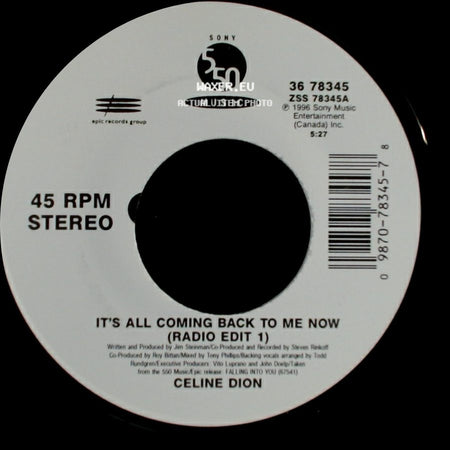 Celine Dion - The Power Of The Dream / It's All Coming Back To Me Now (Radio Edit 1) side B
