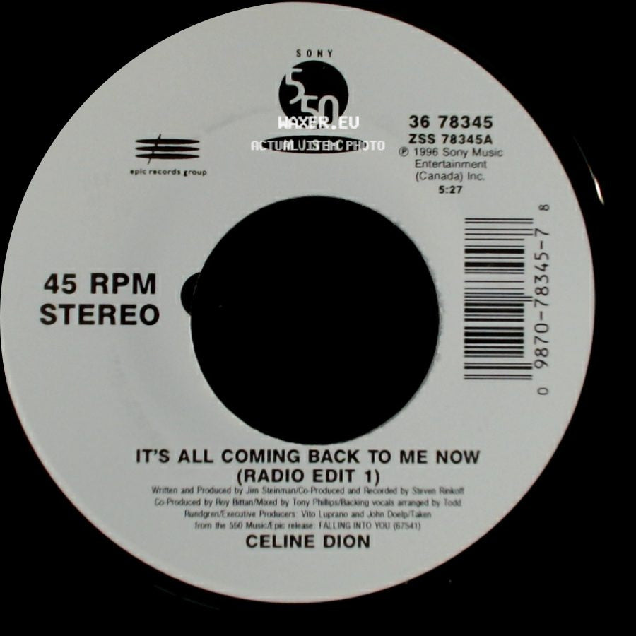 Celine Dion - The Power Of The Dream / It's All Coming Back To Me Now (Radio Edit 1) side B