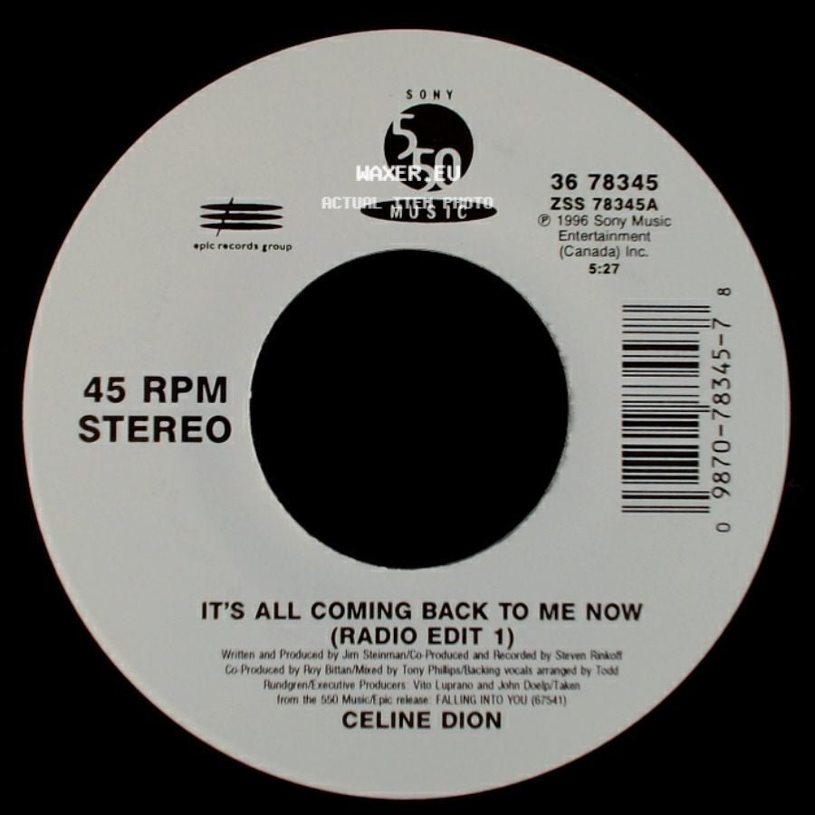 Celine Dion - The Power Of The Dream / It's All Coming Back To Me Now (Radio Edit 1) side B