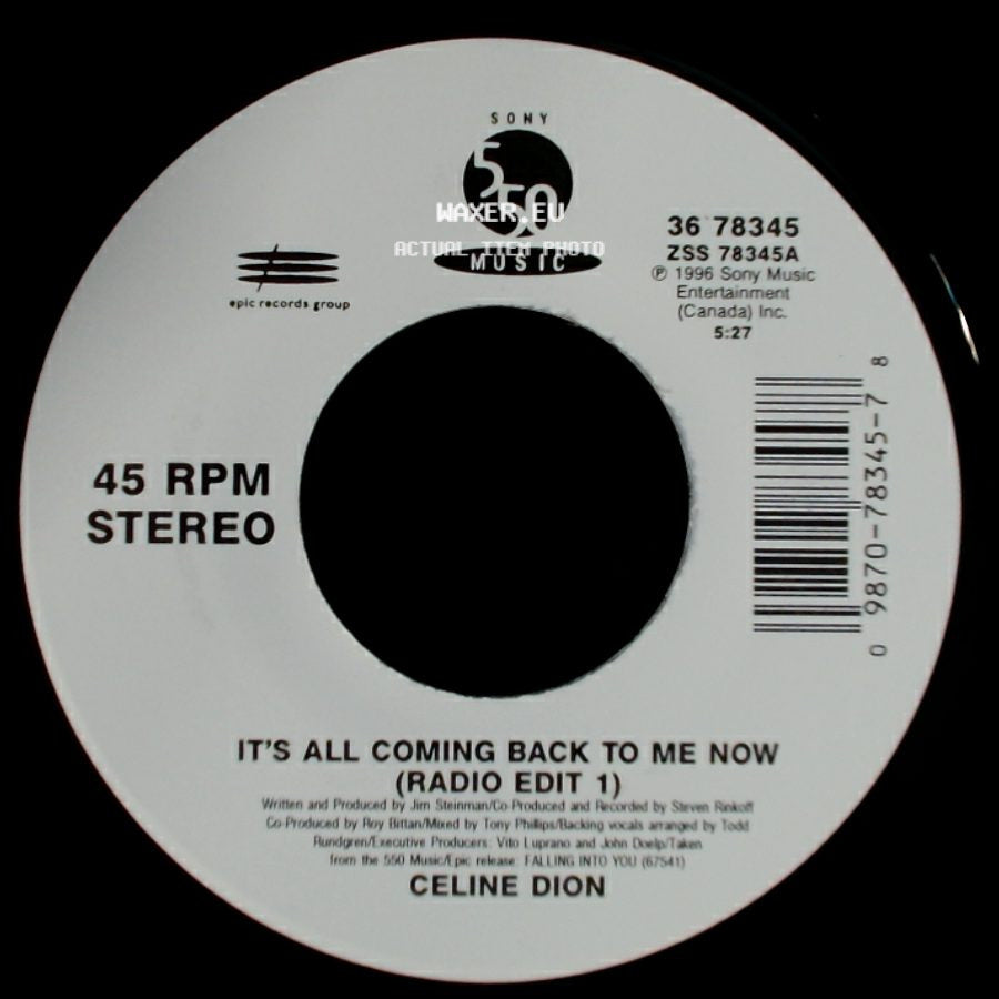 Celine Dion - The Power Of The Dream / It's All Coming Back To Me Now (Radio Edit 1) side B