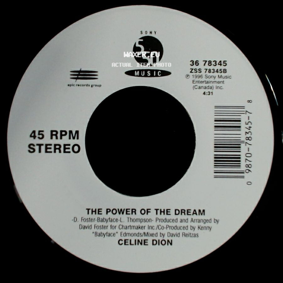 Celine Dion - The Power Of The Dream / It's All Coming Back To Me Now (Radio Edit 1) side A