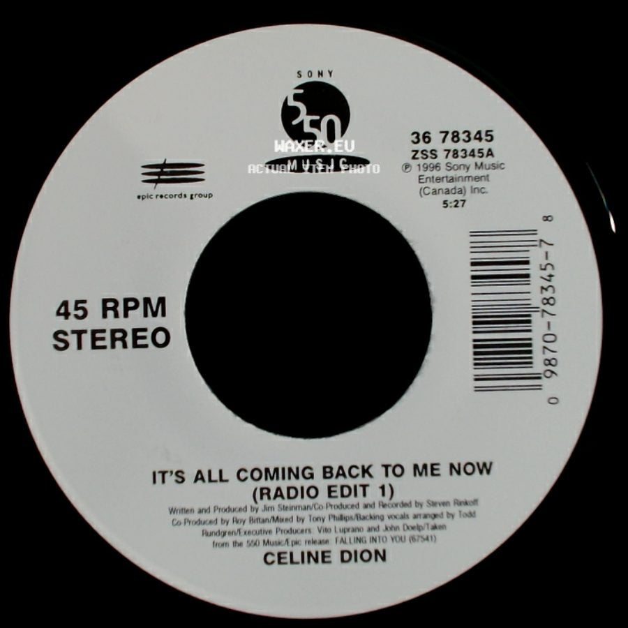 Celine Dion - The Power Of The Dream / It's All Coming Back To Me Now (Radio Edit 1) side B