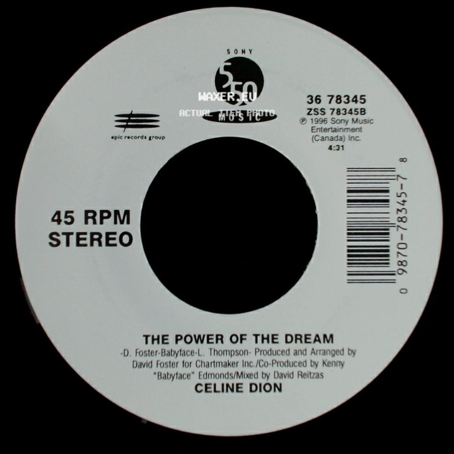Celine Dion - The Power Of The Dream / It's All Coming Back To Me Now (Radio Edit 1) side A