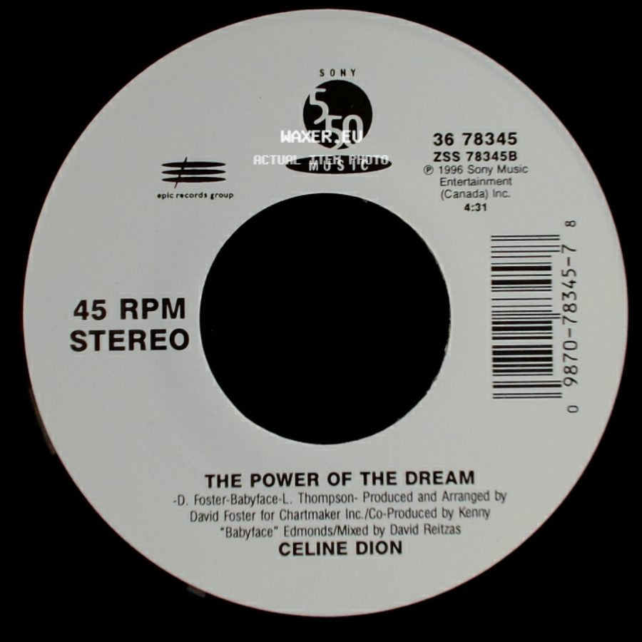 Celine Dion - The Power Of The Dream / It's All Coming Back To Me Now (Radio Edit 1) side A