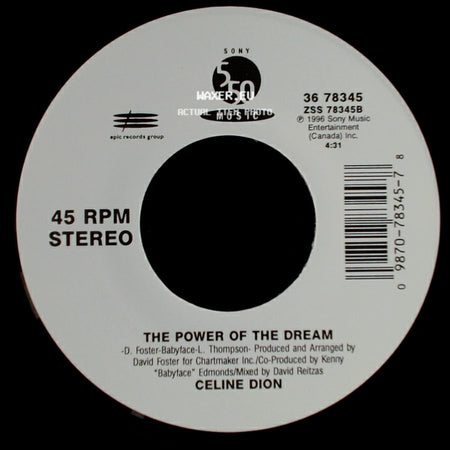 Celine Dion - The Power Of The Dream / It's All Coming Back To Me Now (Radio Edit 1) side A