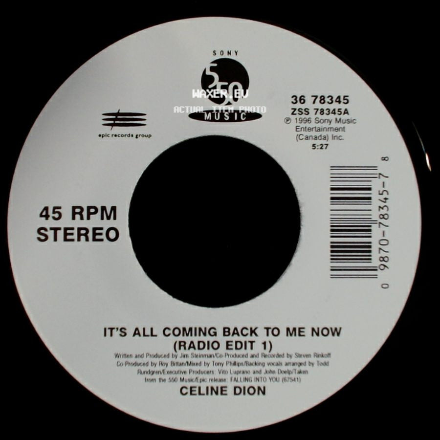 Celine Dion - The Power Of The Dream / It's All Coming Back To Me Now (Radio Edit 1) side B