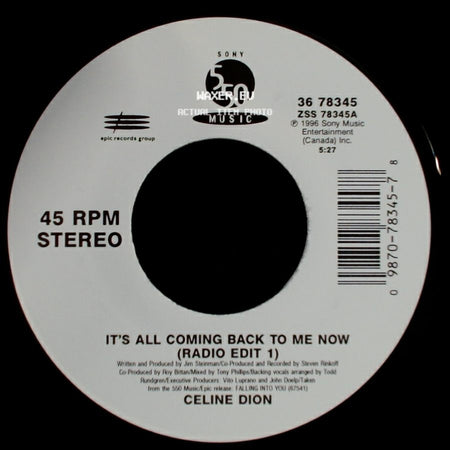 Celine Dion - The Power Of The Dream / It's All Coming Back To Me Now (Radio Edit 1) side B