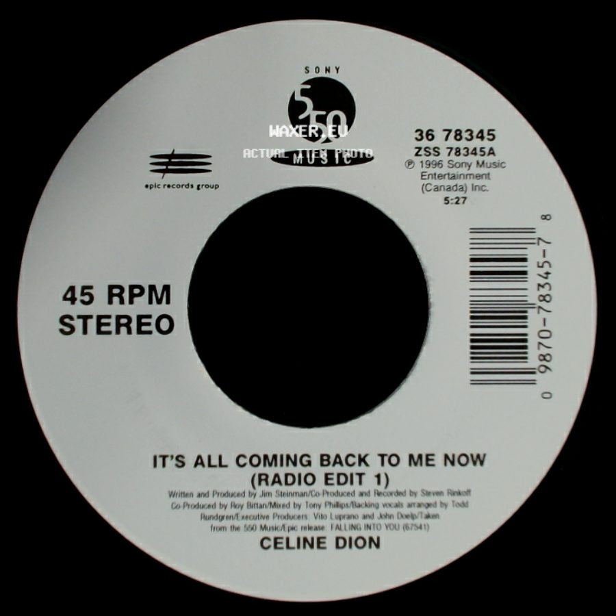 Celine Dion - The Power Of The Dream / It's All Coming Back To Me Now (Radio Edit 1) side B