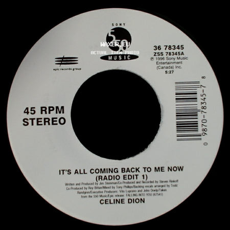 Celine Dion - The Power Of The Dream / It's All Coming Back To Me Now (Radio Edit 1) side B