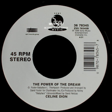 Celine Dion - The Power Of The Dream / It's All Coming Back To Me Now (Radio Edit 1) side A