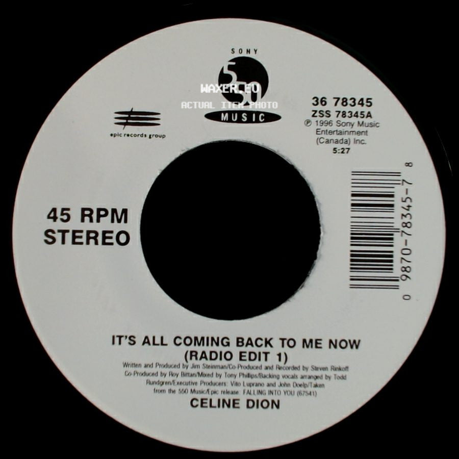 Celine Dion - The Power Of The Dream / It's All Coming Back To Me Now (Radio Edit 1) side B