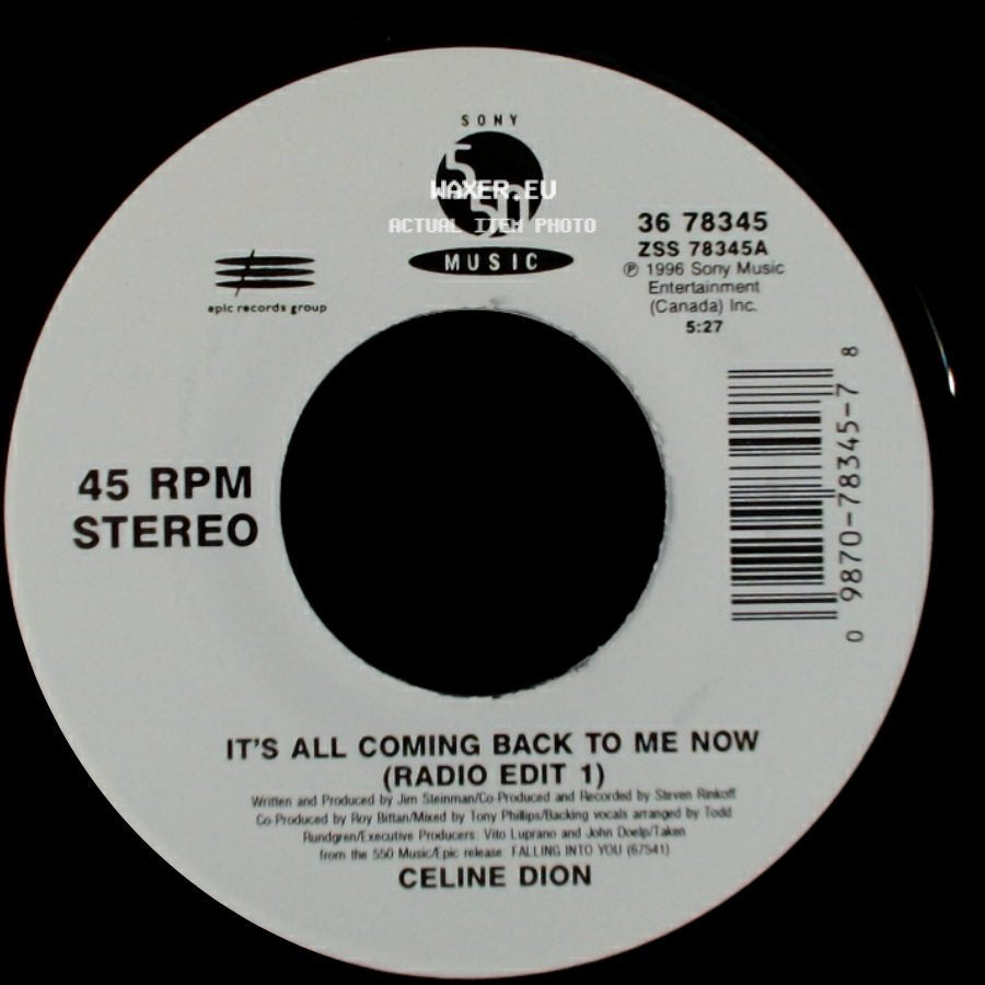 Celine Dion - The Power Of The Dream / It's All Coming Back To Me Now (Radio Edit 1) side B