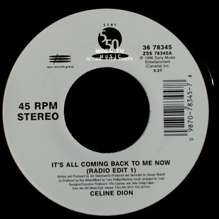 Celine Dion - The Power Of The Dream / It's All Coming Back To Me Now (Radio Edit 1) side B