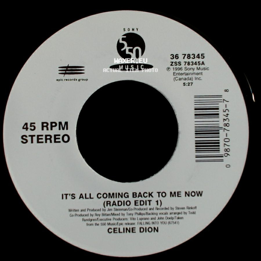 Celine Dion - The Power Of The Dream / It's All Coming Back To Me Now (Radio Edit 1) side B