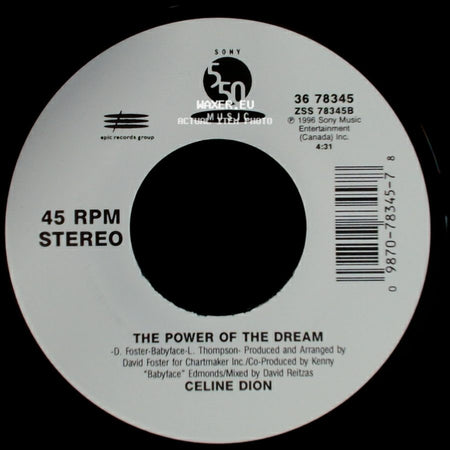 Celine Dion - The Power Of The Dream / It's All Coming Back To Me Now (Radio Edit 1) side A