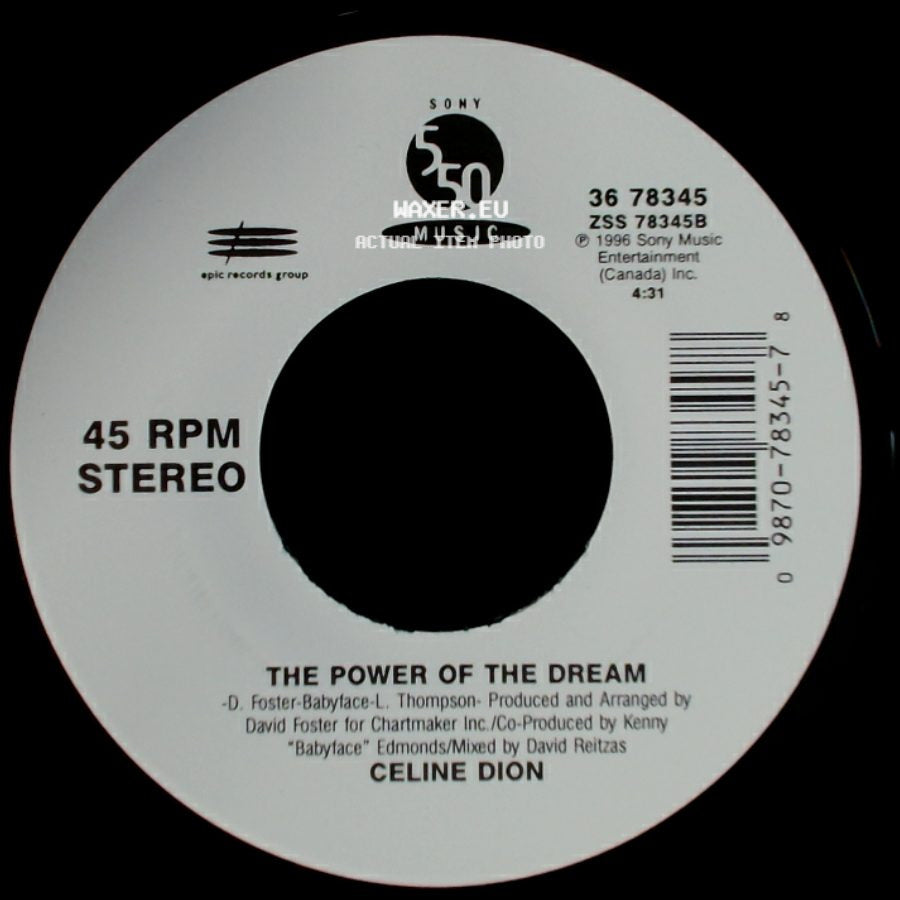 Celine Dion - The Power Of The Dream / It's All Coming Back To Me Now (Radio Edit 1) side A