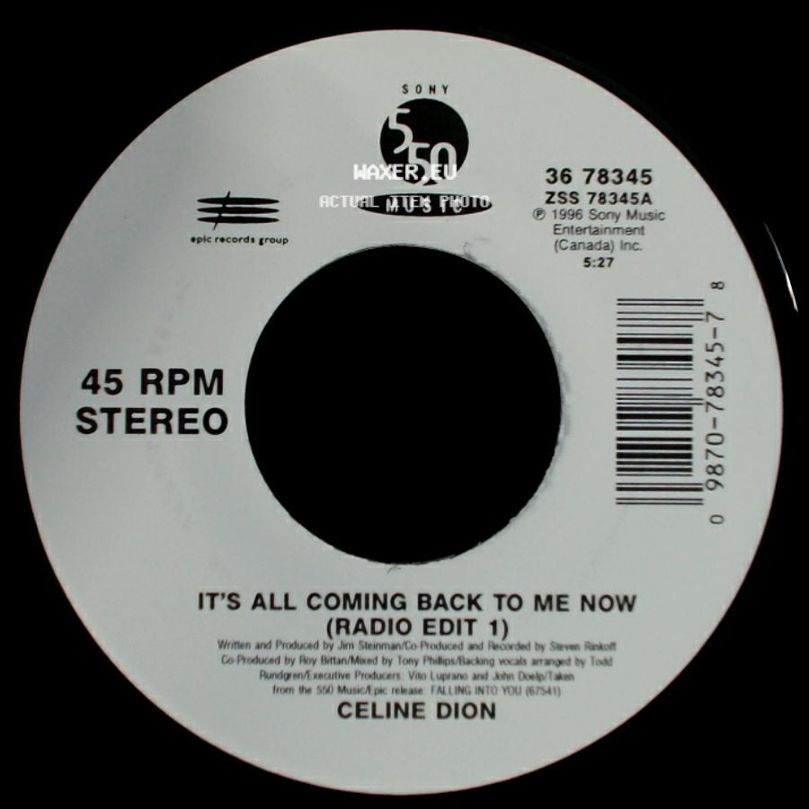 Celine Dion - The Power Of The Dream / It's All Coming Back To Me Now (Radio Edit 1) side B