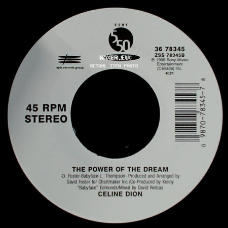 Celine Dion - The Power Of The Dream / It's All Coming Back To Me Now (Radio Edit 1) side A