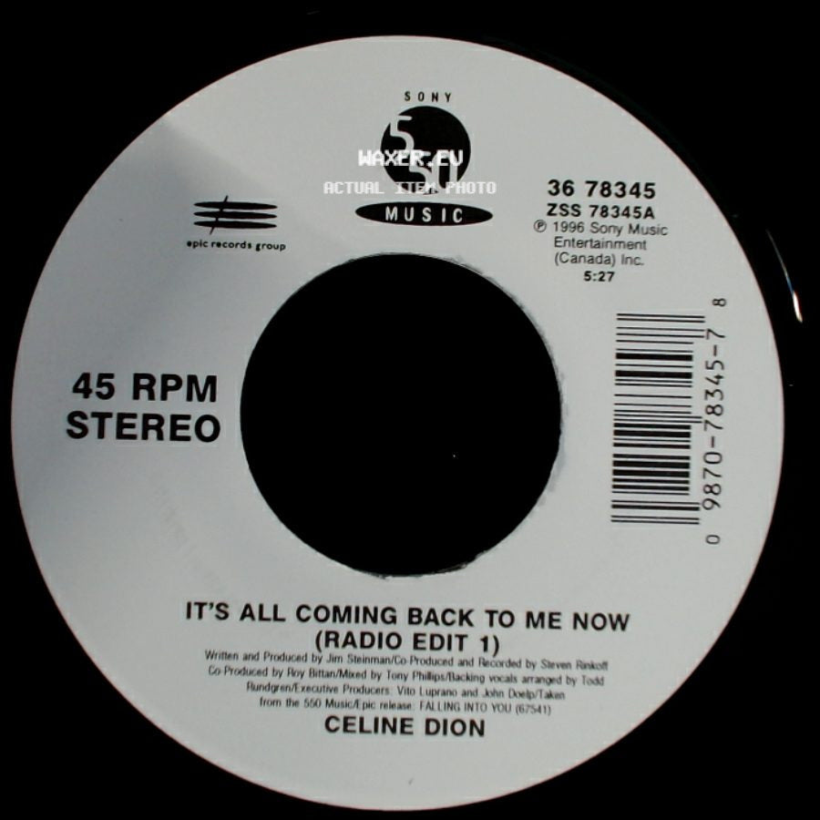 Celine Dion - The Power Of The Dream / It's All Coming Back To Me Now (Radio Edit 1) side B