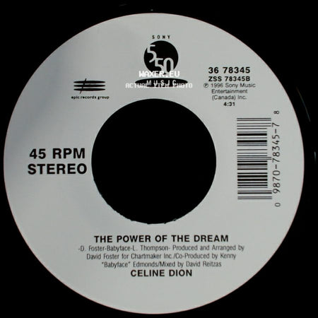 Celine Dion - The Power Of The Dream / It's All Coming Back To Me Now (Radio Edit 1) side A