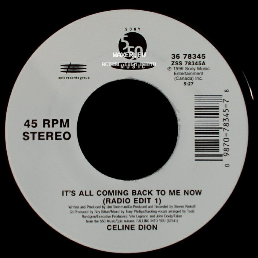 Celine Dion - The Power Of The Dream / It's All Coming Back To Me Now (Radio Edit 1) side B