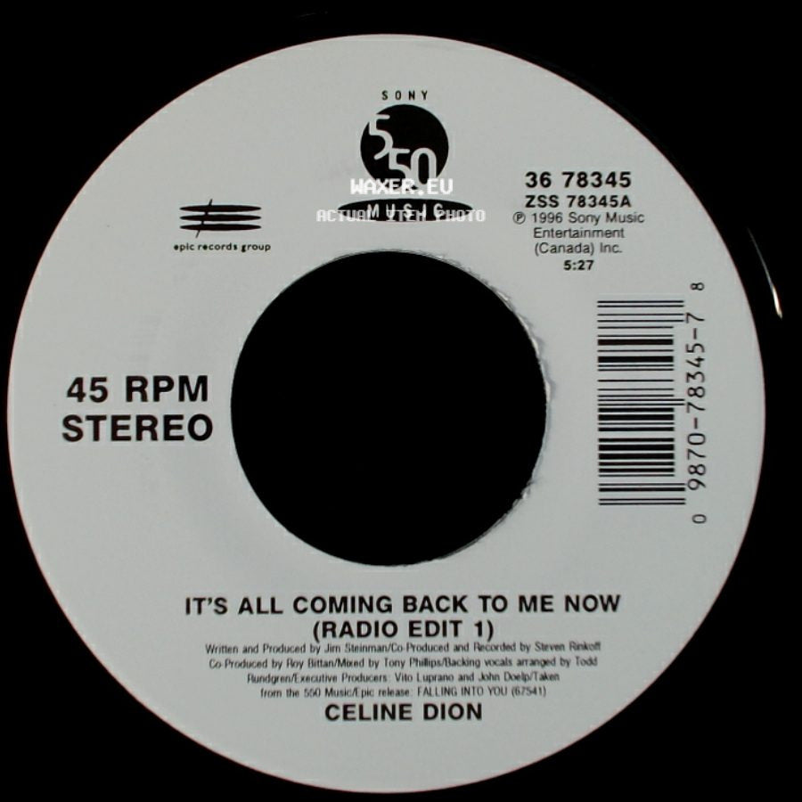 Celine Dion - The Power Of The Dream / It's All Coming Back To Me Now (Radio Edit 1) side B