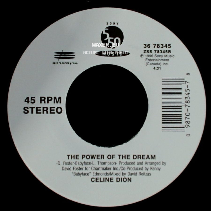 Celine Dion - It's All Coming Back To Me Now (Radio Edit 1) / The Power Of The Dream side B