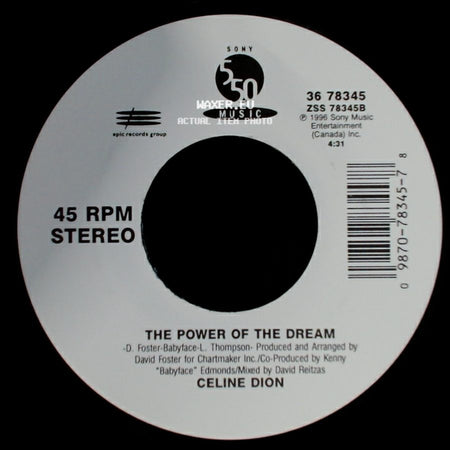 Celine Dion - It's All Coming Back To Me Now (Radio Edit 1) / The Power Of The Dream side B