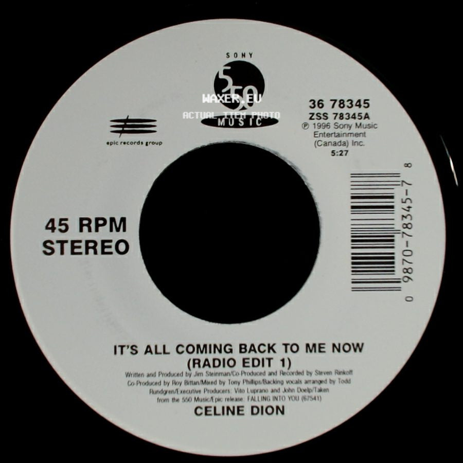 Celine Dion - It's All Coming Back To Me Now (Radio Edit 1) / The Power Of The Dream side A