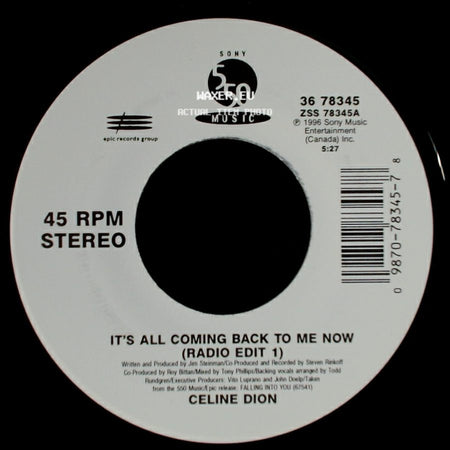 Celine Dion - It's All Coming Back To Me Now (Radio Edit 1) / The Power Of The Dream side A