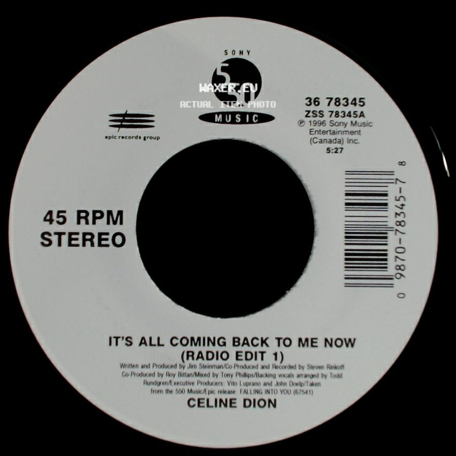 Celine Dion - It's All Coming Back To Me Now (Radio Edit 1) / The Power Of The Dream side A