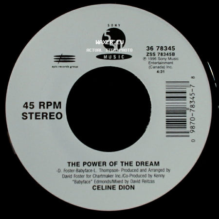 Celine Dion - It's All Coming Back To Me Now (Radio Edit 1) / The Power Of The Dream side B