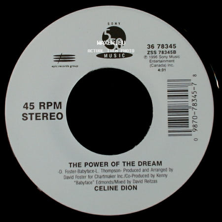 Celine Dion - It's All Coming Back To Me Now (Radio Edit 1) / The Power Of The Dream side B