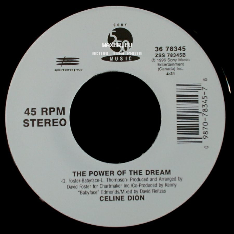 Celine Dion - It's All Coming Back To Me Now (Radio Edit 1) / The Power Of The Dream side B