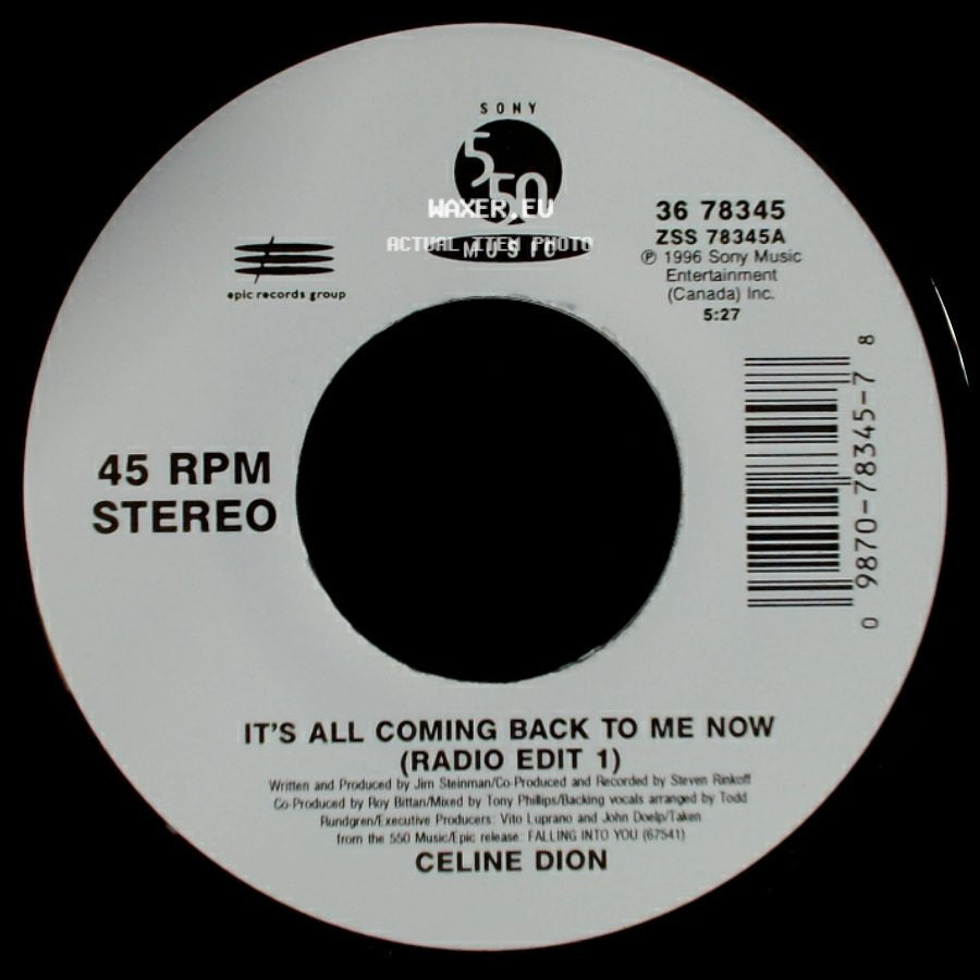 Celine Dion - It's All Coming Back To Me Now (Radio Edit 1) / The Power Of The Dream side A