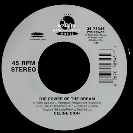 Celine Dion - It's All Coming Back To Me Now (Radio Edit 1) / The Power Of The Dream side B