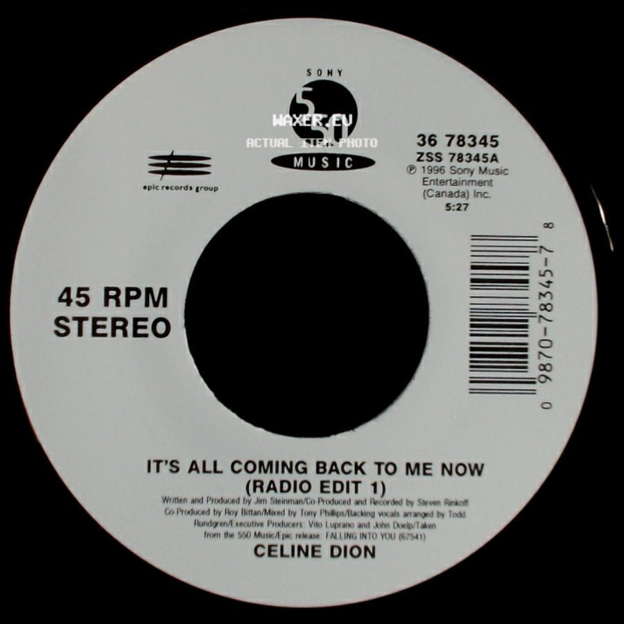 Celine Dion - It's All Coming Back To Me Now (Radio Edit 1) / The Power Of The Dream side A
