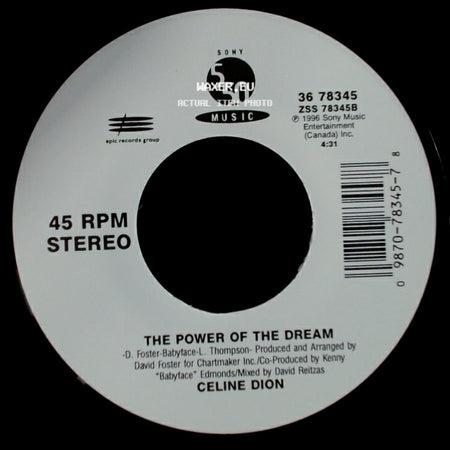 Celine Dion - It's All Coming Back To Me Now (Radio Edit 1) / The Power Of The Dream side B