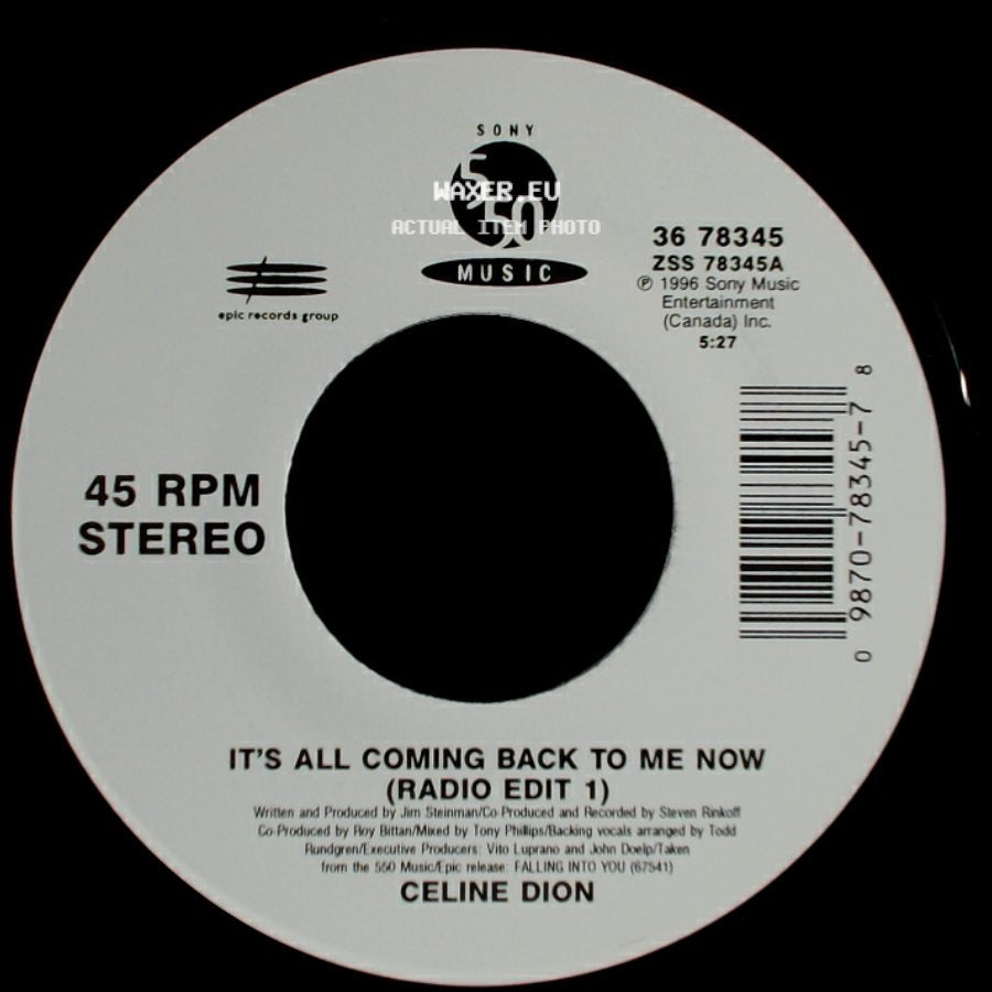 Celine Dion - It's All Coming Back To Me Now (Radio Edit 1) / The Power Of The Dream side A