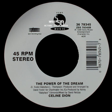 Celine Dion - It's All Coming Back To Me Now (Radio Edit 1) / The Power Of The Dream side B