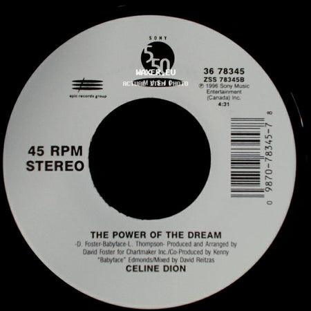 Celine Dion - It's All Coming Back To Me Now (Radio Edit 1) / The Power Of The Dream side B