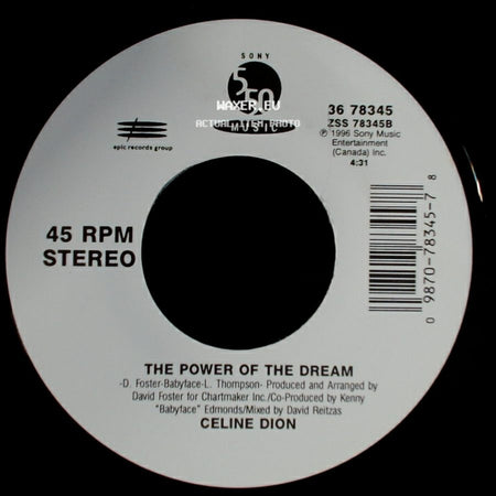 Celine Dion - The Power Of The Dream / It's All Coming Back To Me Now (Radio Edit 1) side A