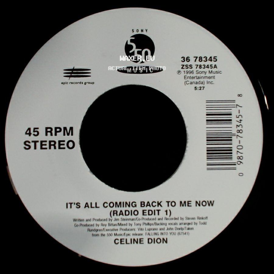 Celine Dion - The Power Of The Dream / It's All Coming Back To Me Now (Radio Edit 1) side B