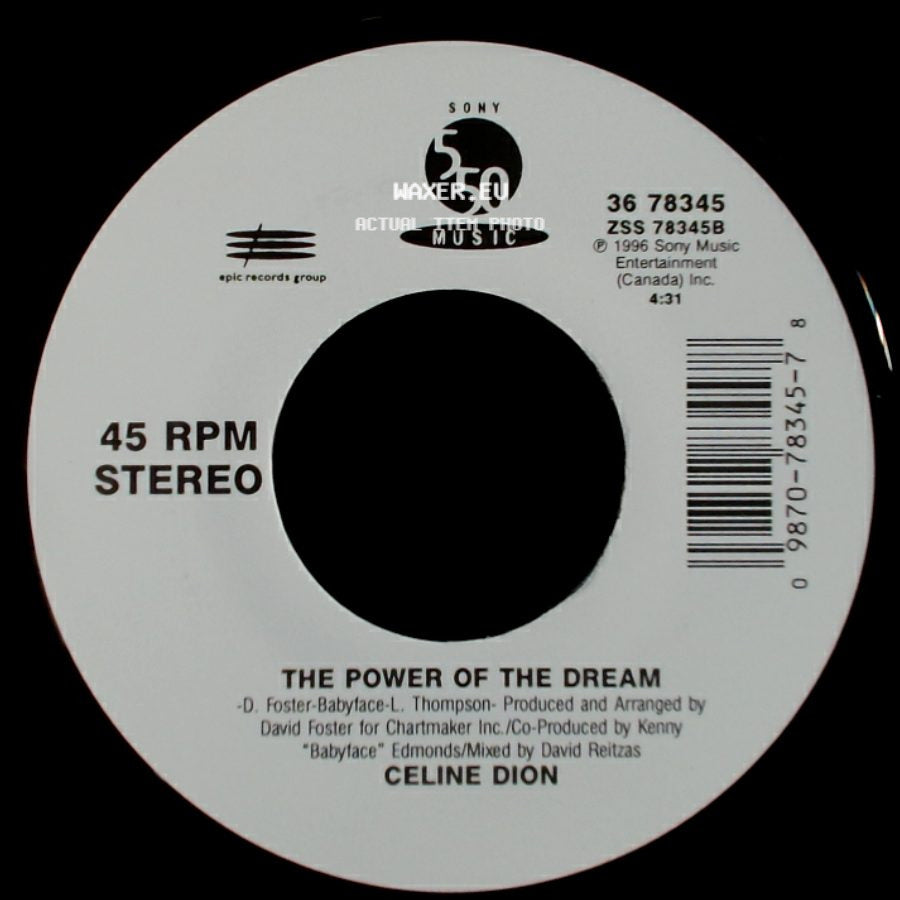 Celine Dion - It's All Coming Back To Me Now (Radio Edit 1) / The Power Of The Dream side B