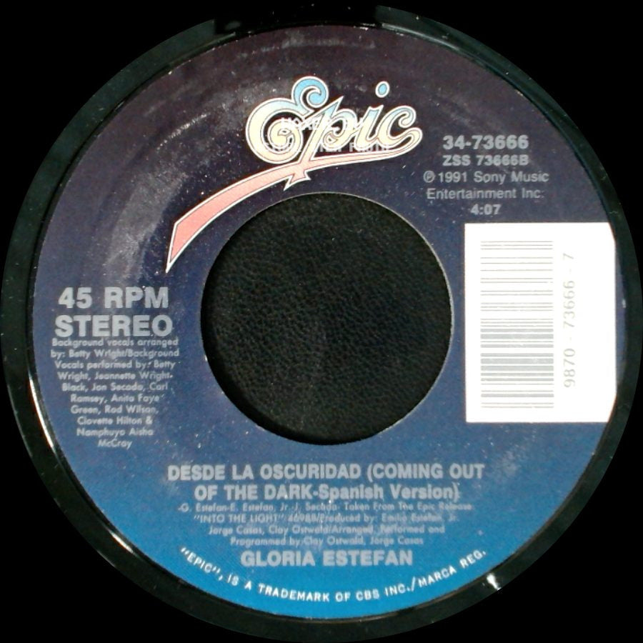 Gloria Estefan - Coming Out Of The Dark / Desde La Oscuridad (Coming Out Of The Dark - Spanish Version) side B