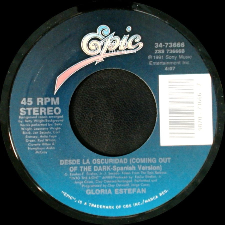 Gloria Estefan - Coming Out Of The Dark / Desde La Oscuridad (Coming Out Of The Dark - Spanish Version) side B