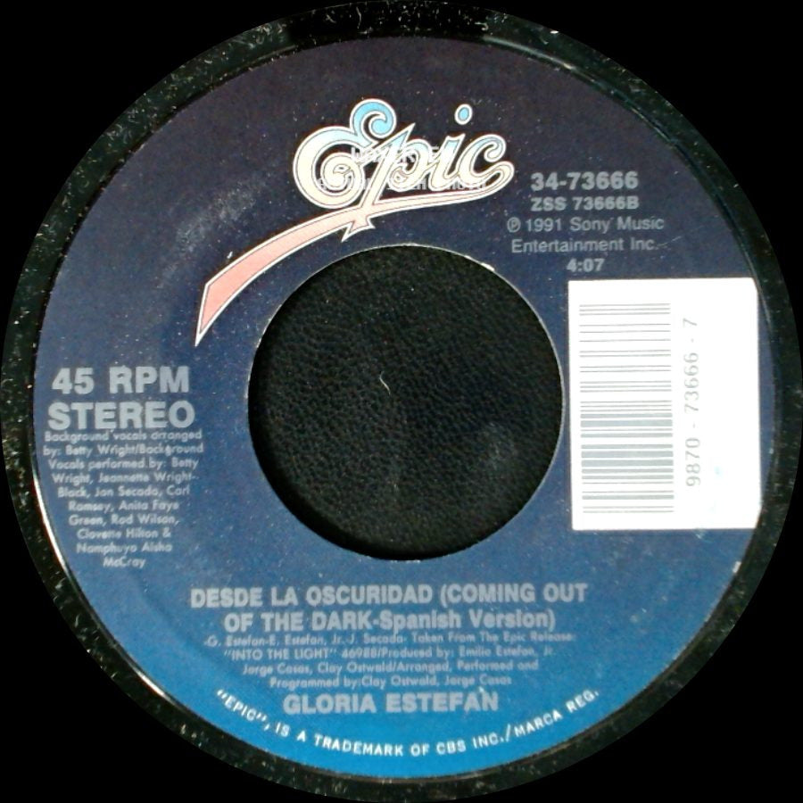 Gloria Estefan - Coming Out Of The Dark / Desde La Oscuridad (Coming Out Of The Dark - Spanish Version) side B